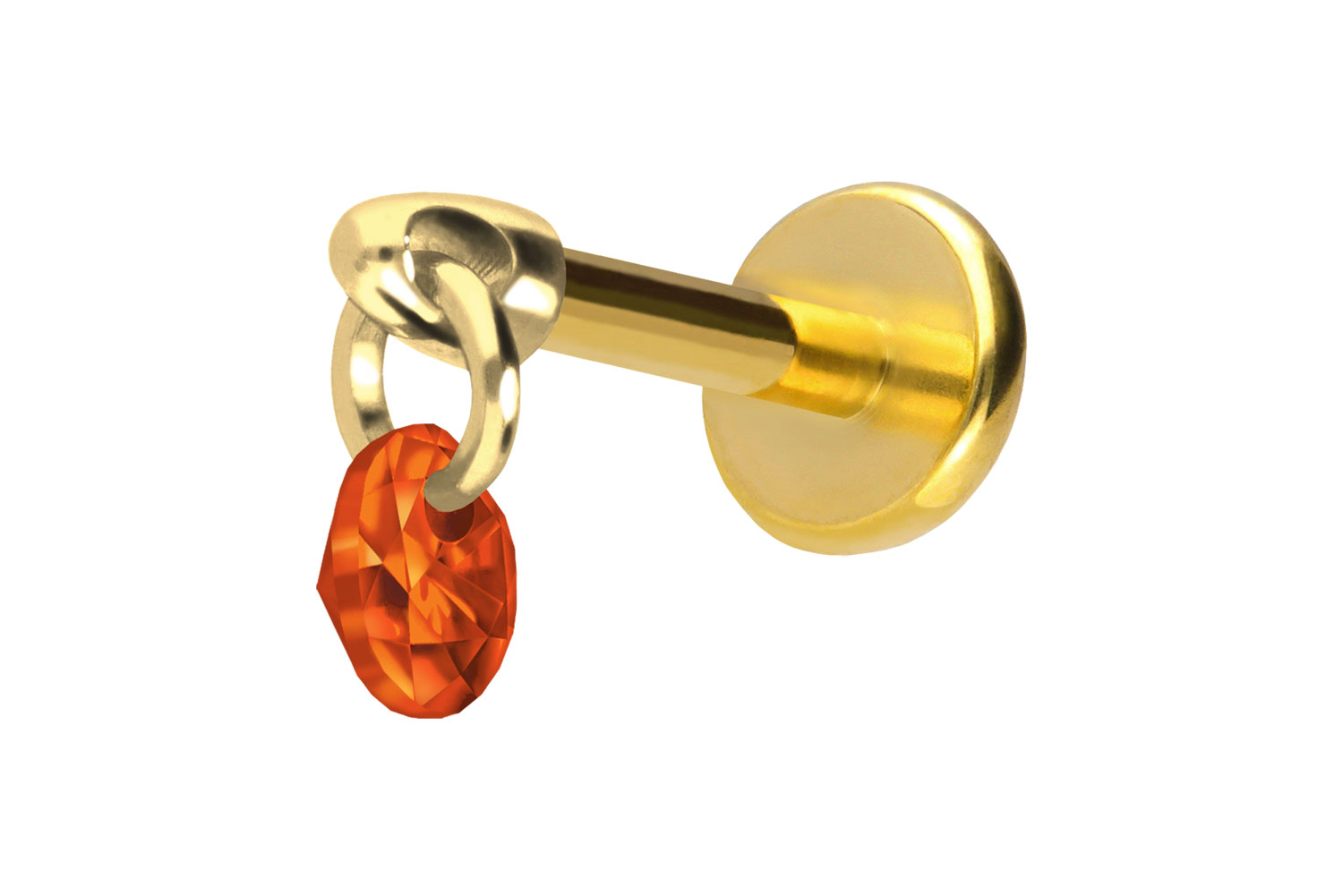 Titan Labret Piercing mit Push Fit RUNDER KRISTALL